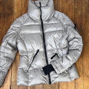 SAM. Women’s puffer coat Freestyle Metallic Silver Jacket short size large